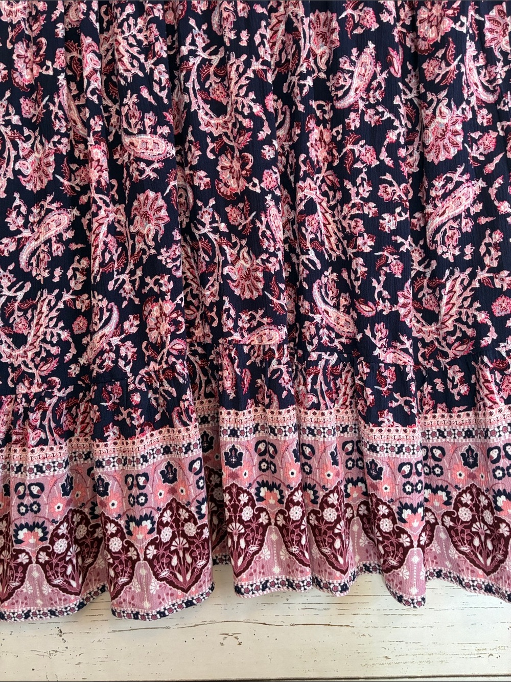 Knox Rose Navy & Pink Floral/Paisley Patterned V-Neck Dress, size XL, NWT - Picture 7 of 16